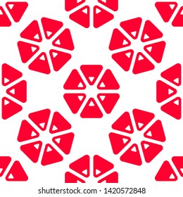 Triangle grapefruit seamless pattern on white background. Simple shape citrus fruit concept. Vector illustration