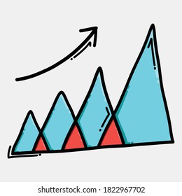 Dreieck Graphen Farbe Vektorsymbol. Zeichnen Skizze Illustration handgezeichnet Linie.