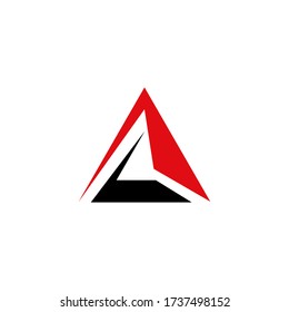 Plantilla de logotipo gráfico de triángulo, aislada en fondo blanco.