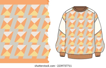 Dreieckige Grafiken und geometrische Formen für Kleidung. Für T-Shirt oder andere Verwendungen Muster. Farbige geometrische Design-Komposition Vorlage für Print-T-Shirt-Modekleidung Poster.
