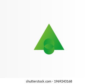 Triangle and green concept logo design template