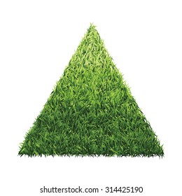 Triangle of green grass. A lawn with gradient light green to dark green.