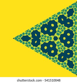 Triangle Green on Yellow Symmetry Ornament Pattern. Geometric element made in vector with copyspace. Cover Design