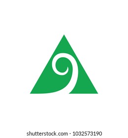 triangle green plant concept logo vector