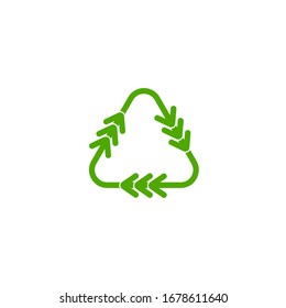 triangle green recycle arrows motion geometric lines symbol vector