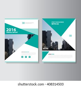 Triangle green Vector annual report Leaflet Brochure Flyer template design, book cover layout design, Abstract green presentation templates