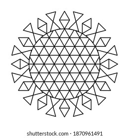 Triangle grid circle vector mandala coloring book