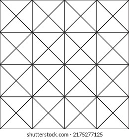 Triangle Grid Pattern ist ein Muster aus Diamanten, aber der Mittelpunkt des Diamanten in der Mitte ist horizontal geschnitten, um zwei gleichseitige Dreiecke über der horizontalen Linie zu erzeugen.