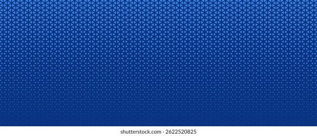 Triangle grid seamless pattern for bullet journal. Blue triangle texture. Blue dot grid for notebook paper. Vector illustration on blue background.