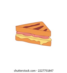 Triangle grilled sandwich on white background. Suitable for food, fruits and vegetables content design