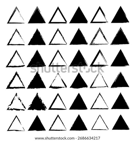 Triangle grunge pattern. Abstract geometric shape. Black white texture. Vector distressed element. EPS 10.