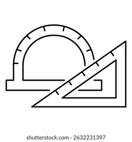 triangle half circle ruler icon vector on white background