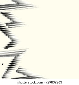 Triangle halftone background. Vector retro dotted template for labels. White and black geometric gradient for pop art designs. Vintage backdrop with isolated pattern for cartoon book.
