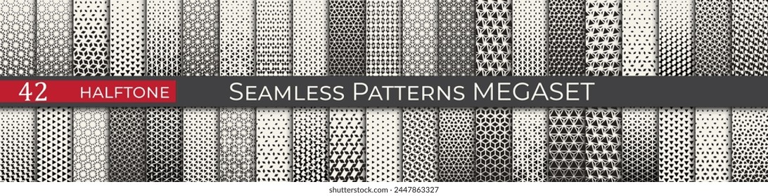 Triangle halftone pattern set. Unique hipster deco graphic. Subtle black and white patterns.