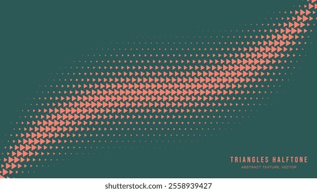 Triangle Halftone Pattern Smooth Curved Line Border Vector Orange Green Abstract Background. Ultra Modern Minimal Art Half Tone Graphic Eye Catching Wallpaper. Retro Futuristic Technology Illustration