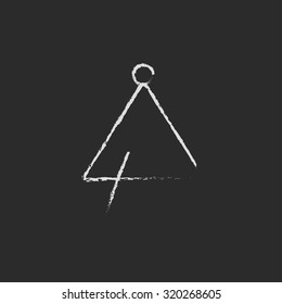 Triangle hand drawn in chalk on a blackboard vector white icon isolated on a black background.