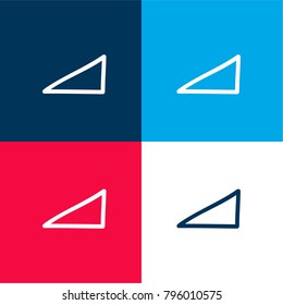Triangle hand drawn shape outline four color material and minimal icon logo set in red and blue