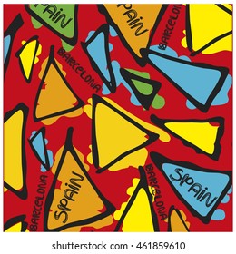 Triangle hand drawn vector seamless pattern. Mosaic pattern.