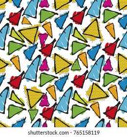 Triangle hand drawn vector seamless pattern. Gaudi mosaic pattern and word Barcelona. Antonio Gaudi pattern. Barcelona pattern 