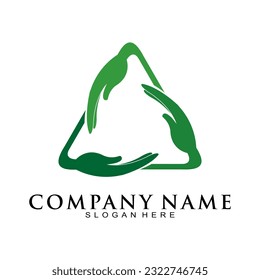 Triangle hand recycle symbol vector logo