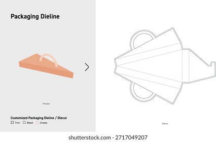 Dreieck Griff Geschenkbox Dieline Stilvolle Keil Verpackung Vorlage