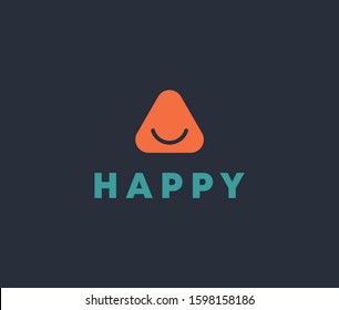 Triangle with happy face Logo Icon Minimal emblem design template