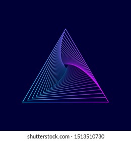 The triangle has beautiful colors on a navy colored background.