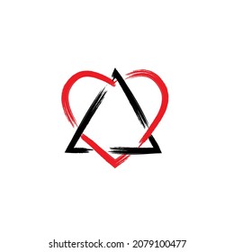 Triangle Heart Adoption Symbol Brush Stroke Icon. Clipart Image Isolated On White Background. Clipart Image Isolated On White Background