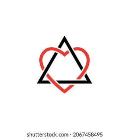 Icono de glifo del símbolo de adopción del corazón triangular. Imagen de cliente aislada en fondo blanco