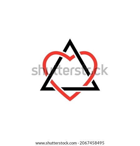 Triangle heart adoption symbol glyph icon. Clipart image isolated on white background