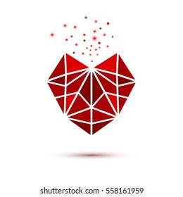Triangle heart shape symbol isolated on white background. Vector illustration