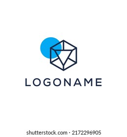 triangle and hexagon concept line logo vector icon