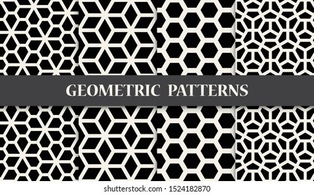 Triangle and hexagon geometric patterns set.