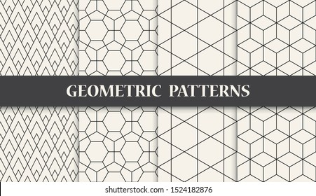 Triangle and hexagon geometric patterns set.