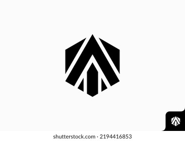 diseño del logotipo de triángulo y hexágono concepto minimalista plano