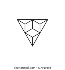 Triangle and hexagon logo. Minimal geometry. White background. Stock vector.