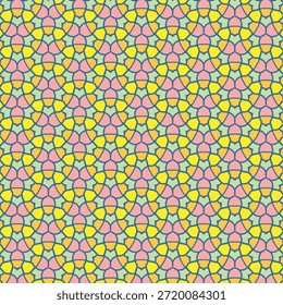 Triángulo y hexágono patrón de mosaico decorar diseño. arte, americano, africano, color, azteca, geometrías, interiores, amarillo, ilustración, azul, naranja, rosa, mosaico, patrón de mosaico, doodle, envoltura, garabatos, decoración