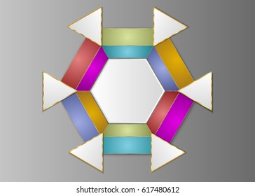 Triangle and hexagon template,triangle label blank for design or text.