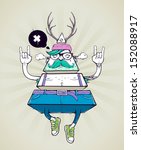 Triangle hipster bizarre character. Hand-drawn poster with graffiti hipster dude. Vector illustration.