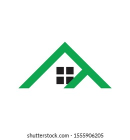 triangle home mountain green shape line logo vector