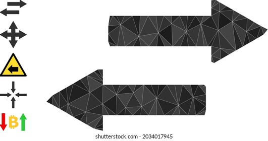 Dreieck horizontale Austauschpfeile polygonal 2d Illustration und ähnliche Symbole. Horizontale Exchange-Pfeile sind mit Dreiecken gefüllt.