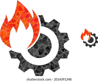 Triangle hot gear polygonal icon illustration. Hot Gear lowpoly icon is filled with triangles. Flat filled abstract mesh image based on hot gear icon.