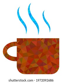 Triangle hot tea cup polygonal icon illustration. Hot Tea Cup lowpoly icon is filled with triangles. Flat filled abstract mesh image based on hot tea cup icon.