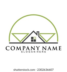 Triangle house roof vector logo