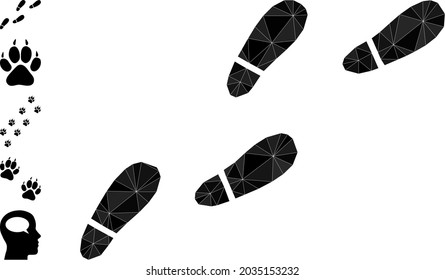 Triangle human footprints trail polygonal symbol illustration, and similar icons. Human Footprints Trail is filled with triangles.