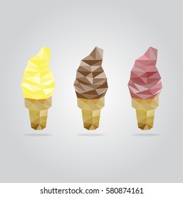 Triangle ice-cream vector illustration. Polygon ice-cream icon