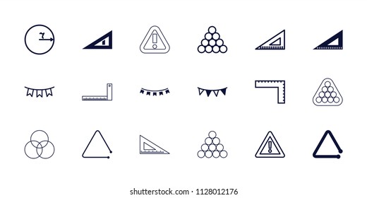 Triangle icon. collection of 18 triangle filled and outline icons such as ruler, party flag, circle, warning, billiards. editable triangle icons for web and mobile.