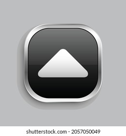 triangle up icon design. Glossy Button style rounded rectangle isolated on gray background.. Vector illustration