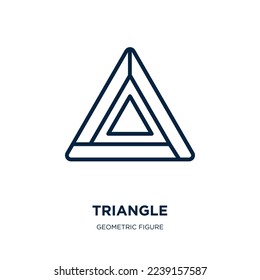 triangle icon from geometric figure collection. Thin linear triangle, circle, arrow outline icon isolated on white background. Line vector triangle sign, symbol for web and mobile