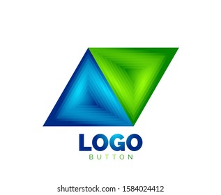 Triangle icon geometric logo template. Minimal geometrical design, 3d geometric bold symbol in relief style with color blend steps effect. Vector Illustration For Button, Banner, Background, landing